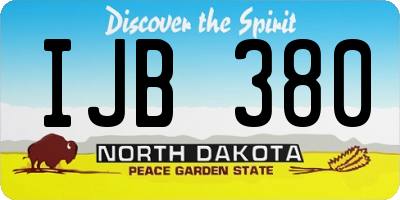 ND license plate IJB380