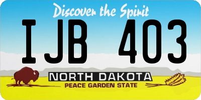 ND license plate IJB403