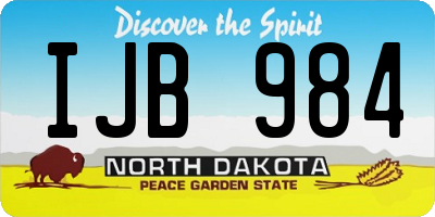 ND license plate IJB984