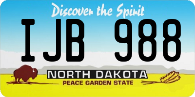 ND license plate IJB988