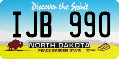 ND license plate IJB990