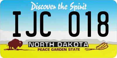 ND license plate IJC018