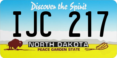 ND license plate IJC217
