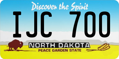 ND license plate IJC700