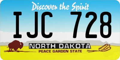 ND license plate IJC728