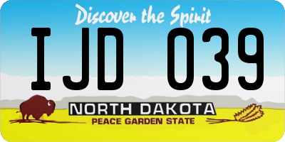 ND license plate IJD039