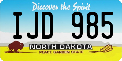 ND license plate IJD985