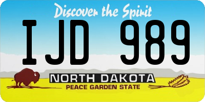 ND license plate IJD989