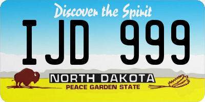 ND license plate IJD999