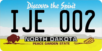 ND license plate IJE002