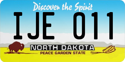 ND license plate IJE011