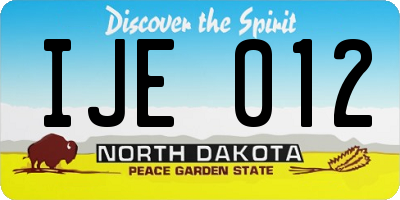 ND license plate IJE012
