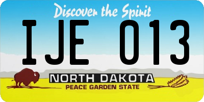ND license plate IJE013
