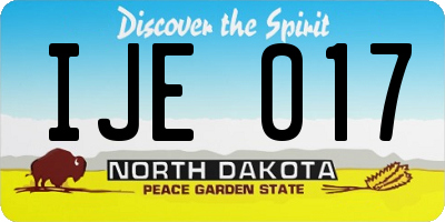 ND license plate IJE017