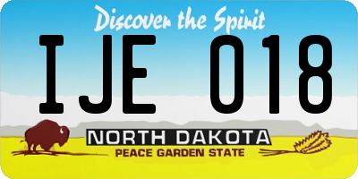 ND license plate IJE018
