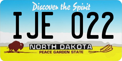 ND license plate IJE022