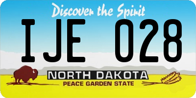 ND license plate IJE028