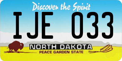 ND license plate IJE033