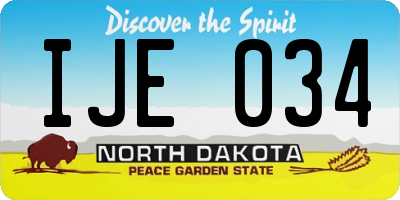 ND license plate IJE034