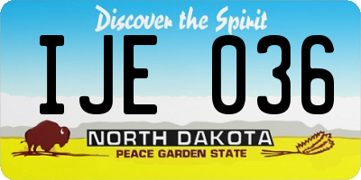 ND license plate IJE036