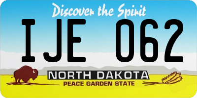 ND license plate IJE062