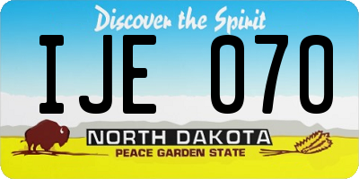 ND license plate IJE070