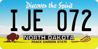 ND license plate IJE072