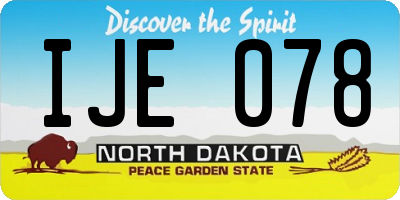ND license plate IJE078