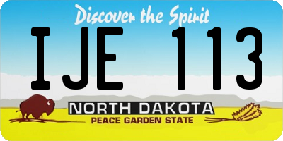 ND license plate IJE113