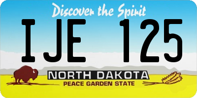 ND license plate IJE125
