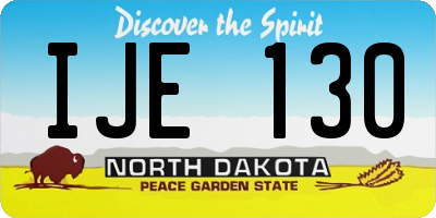 ND license plate IJE130
