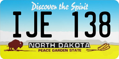 ND license plate IJE138