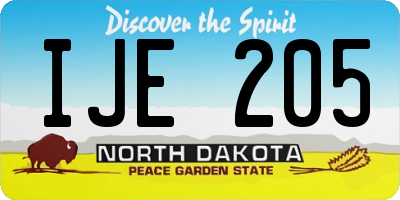 ND license plate IJE205