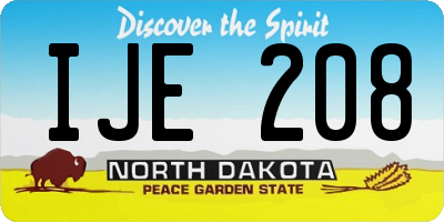 ND license plate IJE208