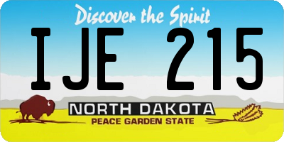 ND license plate IJE215