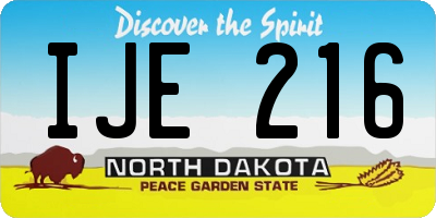 ND license plate IJE216