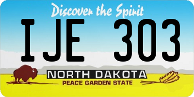 ND license plate IJE303
