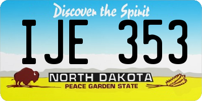 ND license plate IJE353