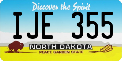 ND license plate IJE355