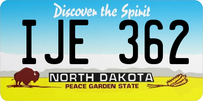 ND license plate IJE362