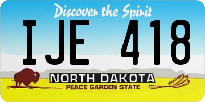ND license plate IJE418