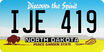 ND license plate IJE419