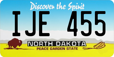 ND license plate IJE455