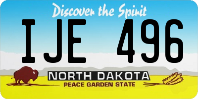 ND license plate IJE496
