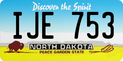 ND license plate IJE753