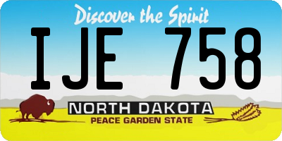 ND license plate IJE758