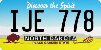 ND license plate IJE778