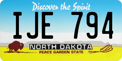 ND license plate IJE794