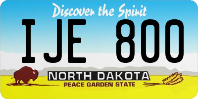 ND license plate IJE800