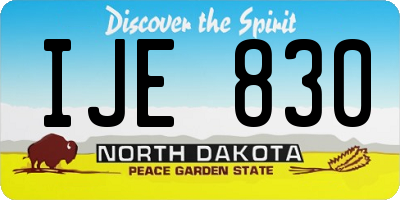 ND license plate IJE830